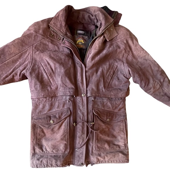 Adventure Bound Wilson Leather Suede Jacket Hooded Thinsulate Insulated Coat - Picture 1 of 16